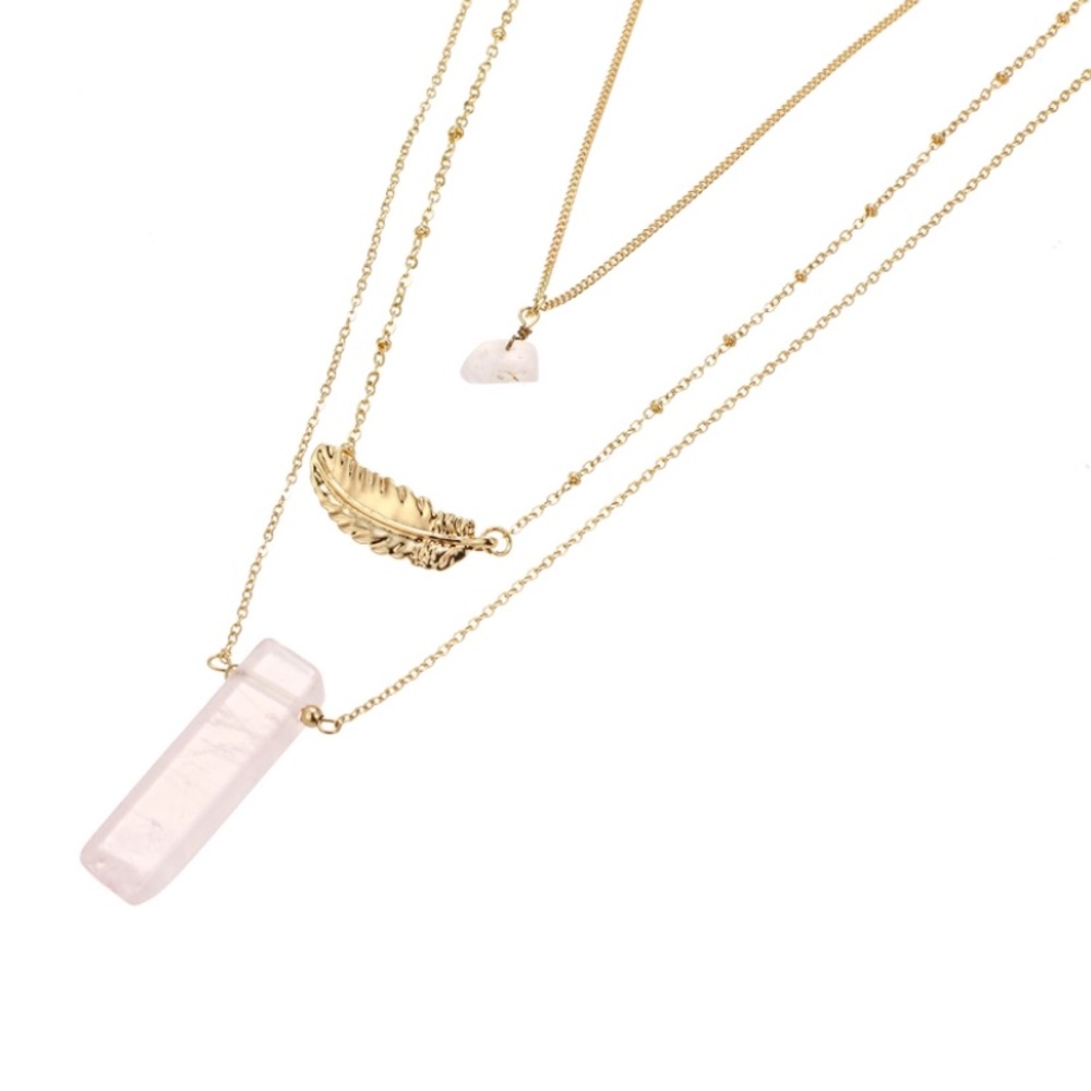 Just In🎉Multi layered Leaf &Natural Stone Pendant